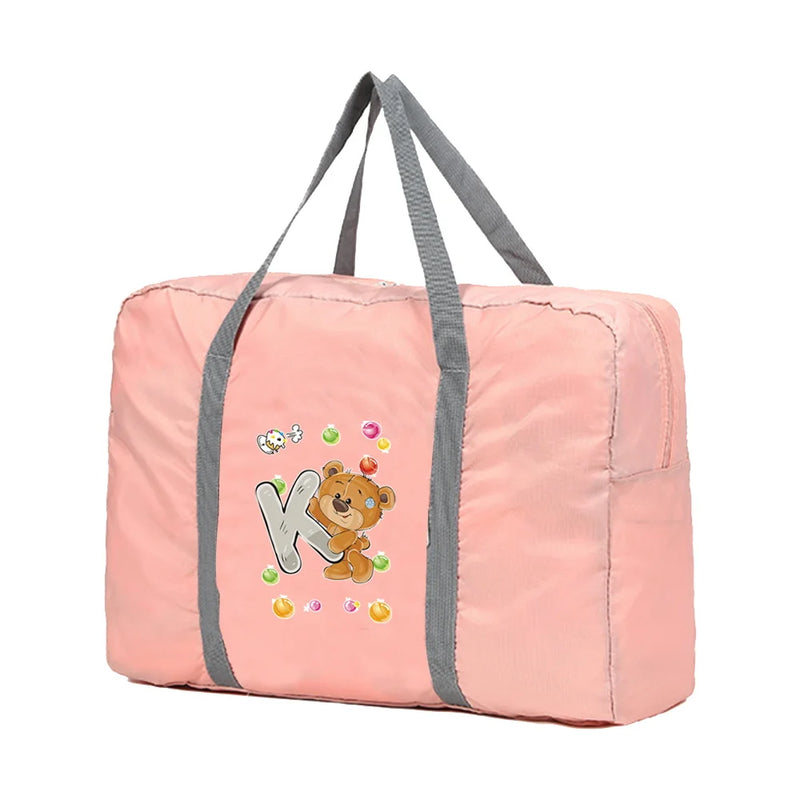 Travel Carry Bags Foldable Travel Bags Handbags Large Capacity Clothing Organizer Luggage Sorting Women Bear Pattern Duffle Bag