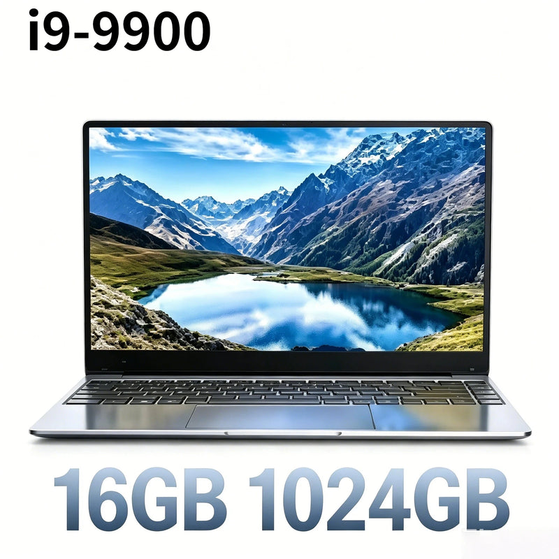 2026 NEW Pro Gaming Laptop 14.1 Inch Intel i9 9900 5GHz 32GB RAM 2TB SSD Ultra Slim 1920x1080 Notebook Office PC
