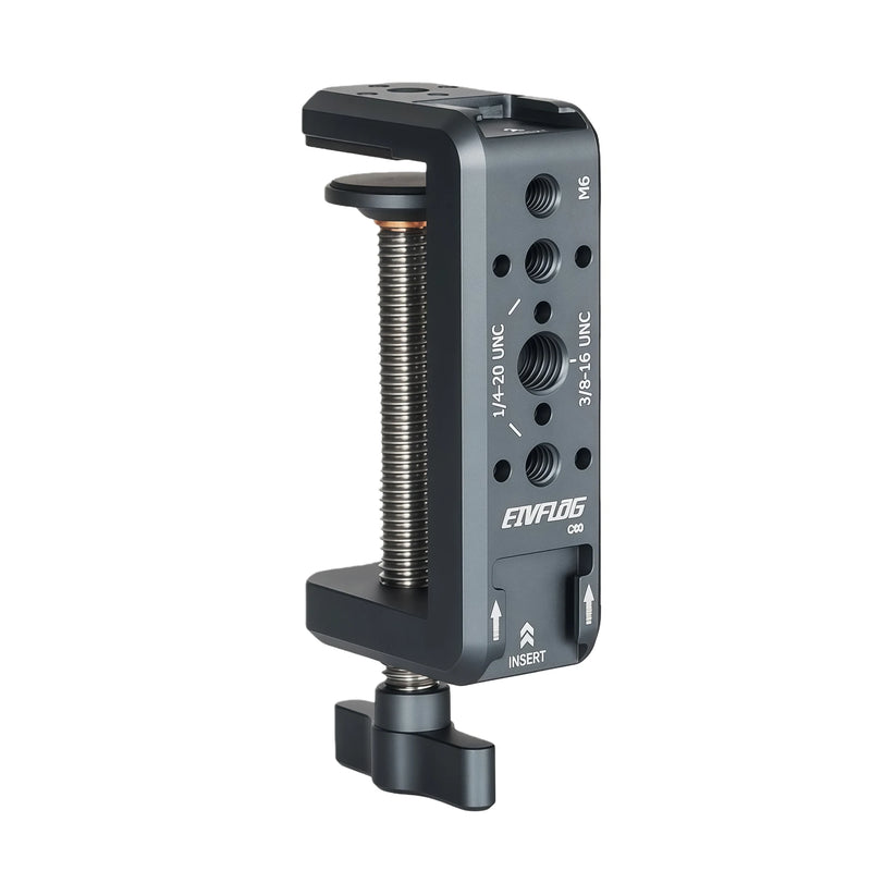 Photography C Clamp, Aluminum Table C-clamp with 1/4" and 3/8" Hole for Photo Studio Video DSLR, Camera Desktop Mount Table Desk