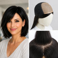 180% Density Silk Base Full Lace Short Bob Wigs Malaysian Straight Human Hair Wigs With Bangs 6x6 Inch Realistic Silk Top Bob