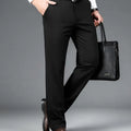 Winter Fleece Warm Business Formal Pants Men Classic Work Office Grey Elastic Waist Suit Thicked Thermal Trousers Plus