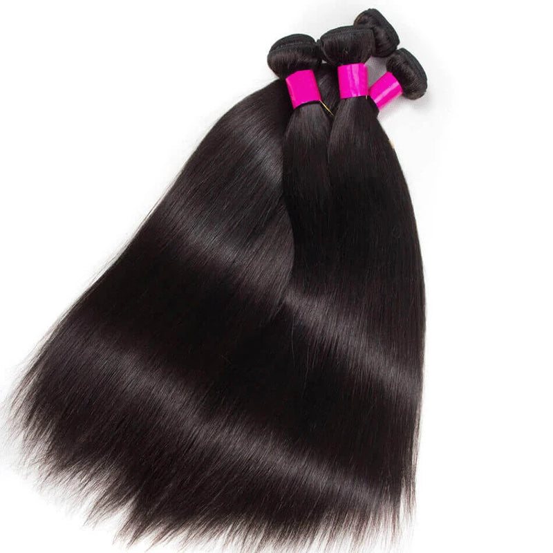 Straight Bundles Human Hair Brazilian Remy Hair Extensions Natural Black Hair Weave Bundles