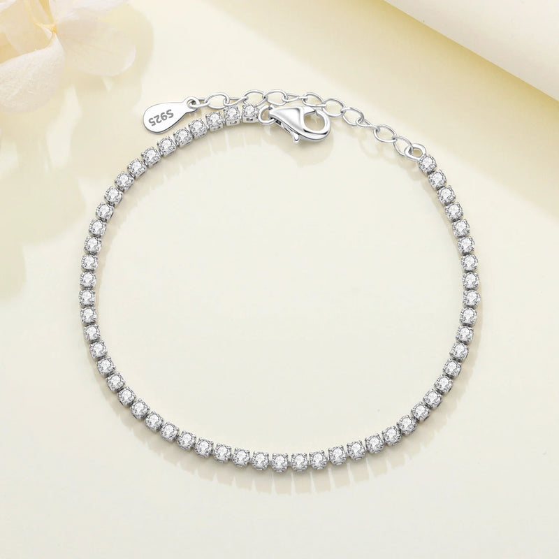 Original 925 Sterling Silver Zirconia Tennis Chain Bracelet for Women Adjustable Gold Color Hot Sale Ideal Birthday Party Gifts