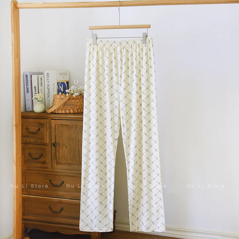 Men's Stylish Summer Pajama Pants, Thin Home Pants, Loose Breathable Air-Conditioned Pants with Elastic Waist