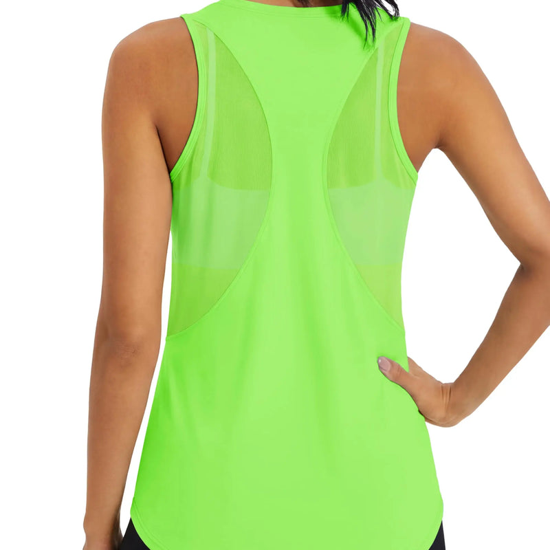 TACVASEN Womens Mesh Racerback Workout Tank Top Yoga Sleeveless Shirt High Low Curved Hem Quick Dry Breathable Athletic Vest