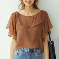 ZANZEA Summer Women Chiffon Blouse Elegant Ruffle Short - View 17 | SAMAG
