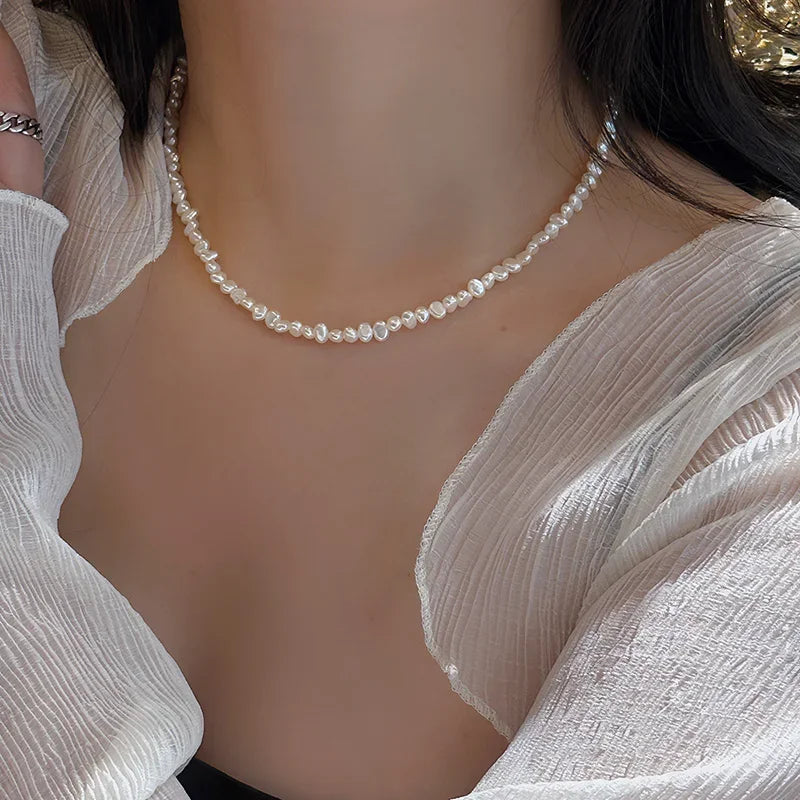 YWYC 4-5mm Baroque Freshwater Pearl Necklaces 38cm 45cm 50cm 925sterling Silver Necklaces Jewelry Gift 2026 New Arrivals