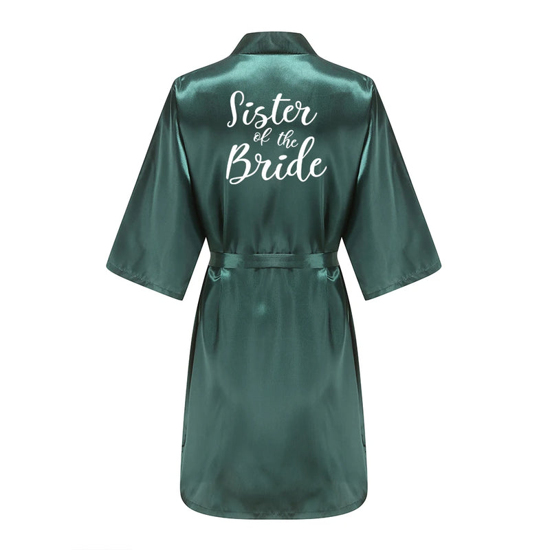 Wedding Party Team Bride Robe With White Letters Kimono | SAMAG