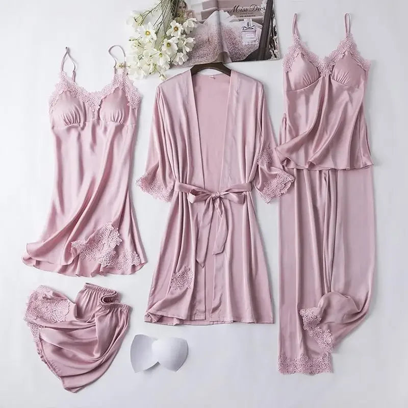 White Silk Pajamas Set Women Bride Wedding Robe Nightgown | SAMAG