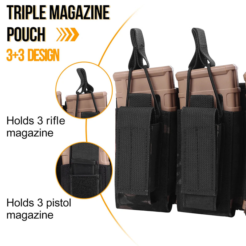 Tactical Molle Magazine Pouch Tactical Pouch Single/Double/Triple Rifle Pistol Mag Pouch 2-Layer Cartridge Holder for M4 M14 M16