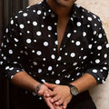 Men's Long Sleeves Shirt Tops Polka Dot Lapel Clothing | SAMAG