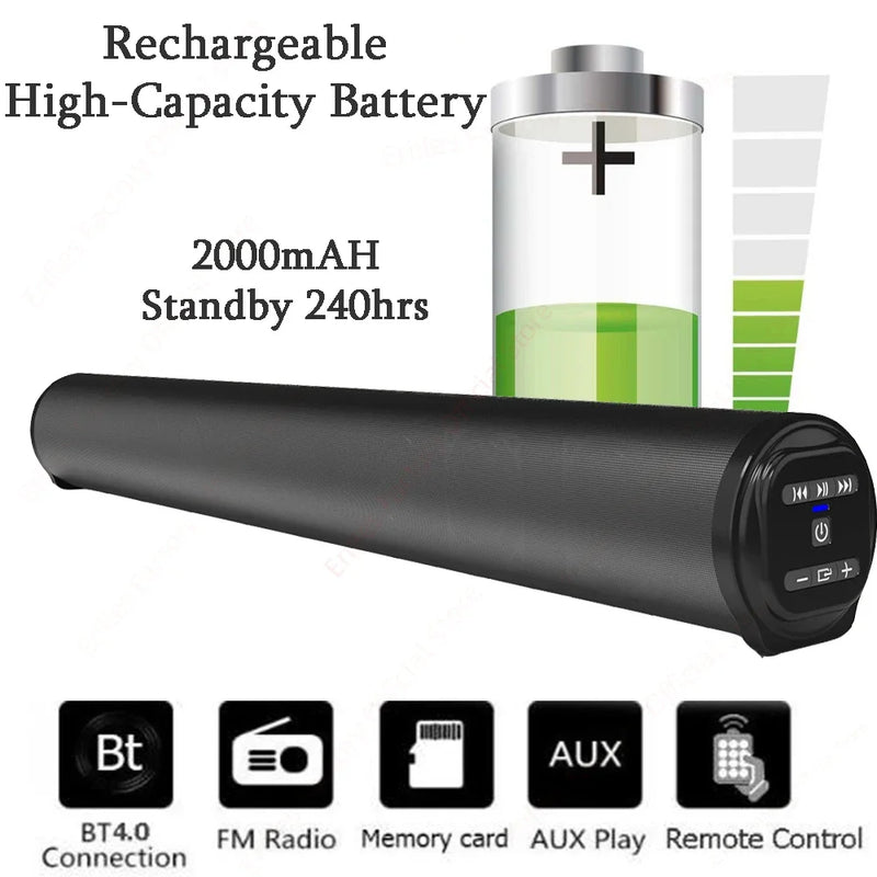 BS-10 TWS Bluetooth 5.0 HIFI Desktop Soundbar Audio System Built-in 4 Speaker Support RCA AUX TF-Card 3D Stereo Surround Sound