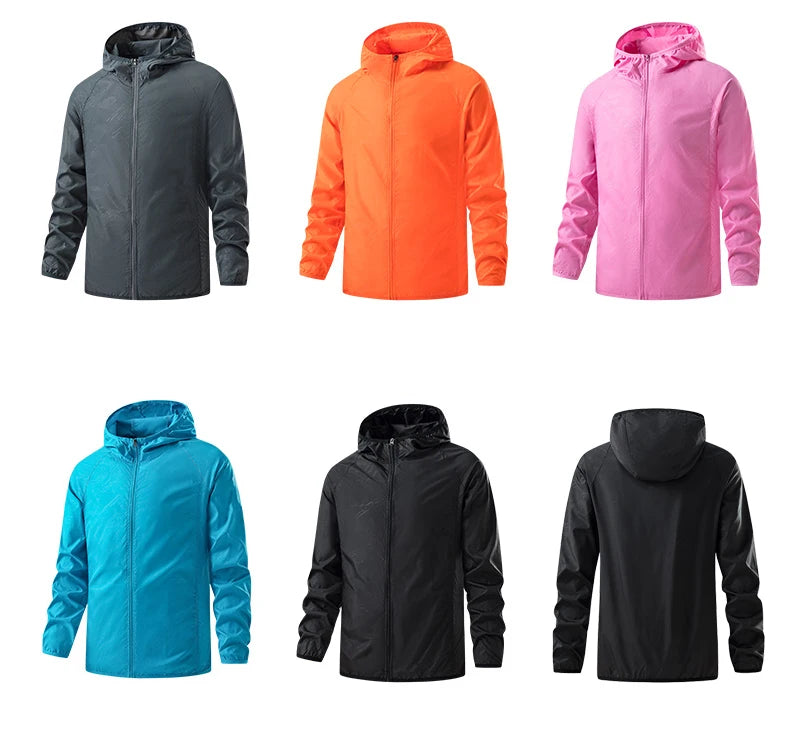 JNLN Men Women Hiking Jackets Waterproof Sun Protective Windbreaker Unisex Camping Climbing Outdoor Rain Coat Portable Clothes