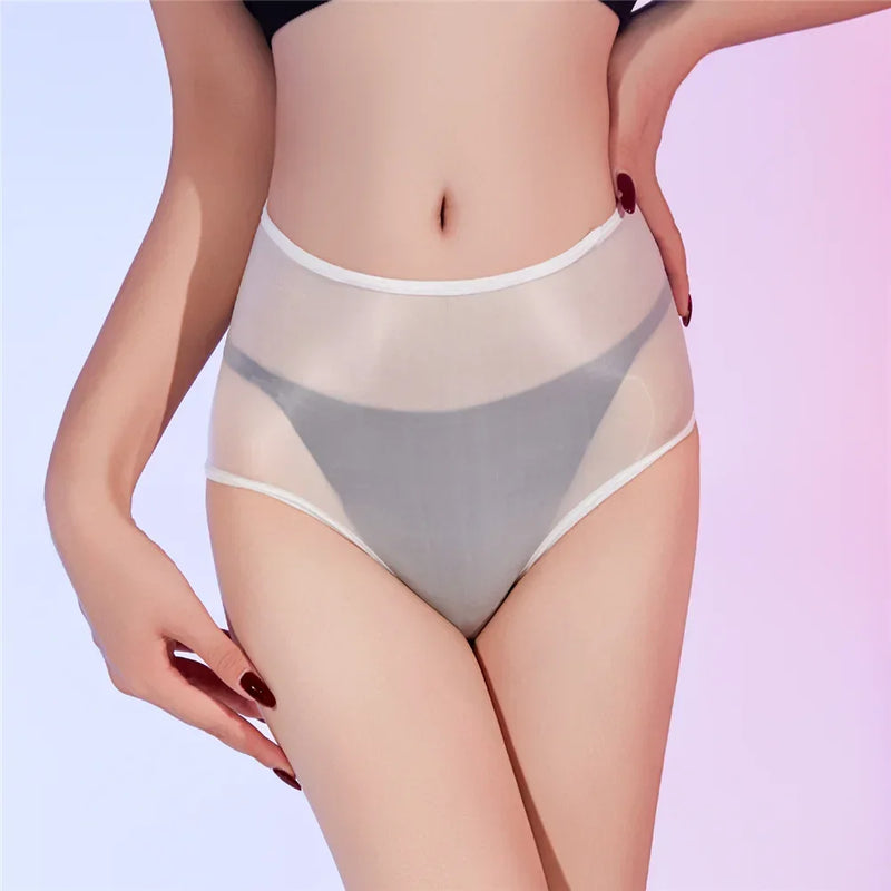 Sexy Unisex Oil Shiny Sheer See Through Boxer High Elastic Safety Short Smooth Bottom Wear Glossy Ultrathin Underwear Slim  Body