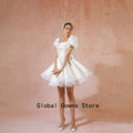Cinderella Prom Dresses Square Neck Layering Evening Dress Princess Short Puff Sleeves Wedding Party Dress Customized