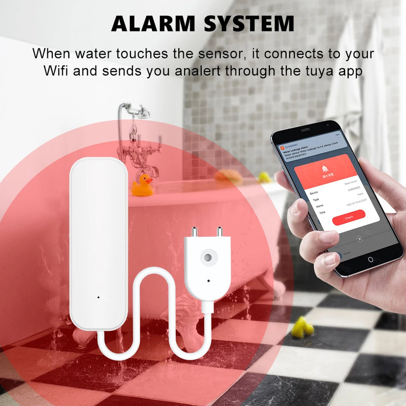Tuya WiFi/Zigbee Water Level Sensor Leakage Alarm Flood Leak Detector Smart Life APP Water Alert Overflow Alarm Home