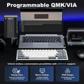 YUNZII AL68 Silver Wireless Custom Mechanical Keyboard, QMK/VIA Aluminum Keyboard, Hot Swap Gasket Gaming Keyboard with Knob