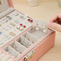 Double-layer Jewlery Box Ring Box Jewelry Boxes with Locks, PU Leather Jewelry Storage Organizer and Makeup Case