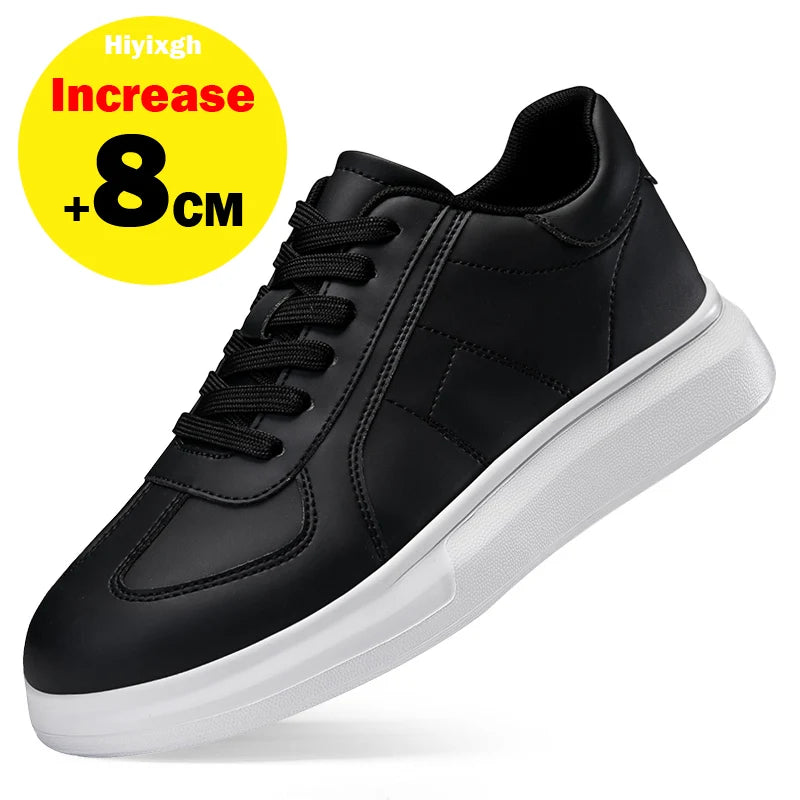 Men's Invisible Height Increasing Elevator Shoes Lace-up Sporty White Sneakers 6cm 8cm 10cm Taller Size Plus Invisible Elevate