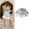 For Blythe Doll Outfit Clothing Princess Lace Maid Skirt Set Cute Plaid Pants Vintage Dress Clothes OB24 OB22 1/6 Accessories