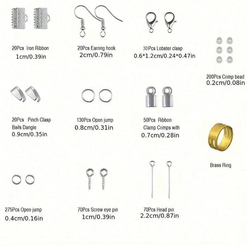1set/1box Deluxe Jewelry Making Starter Kit，Comprehensive Earrings, Necklace Findings, DIY Plier Tools Set for Jewelry Repair