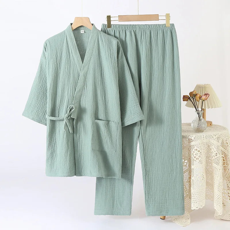 Sleepwear Men's Pajamas and Robes Male Couple's Set Pure Oversized Home Wear Spring Autumn Pajama 2pcs