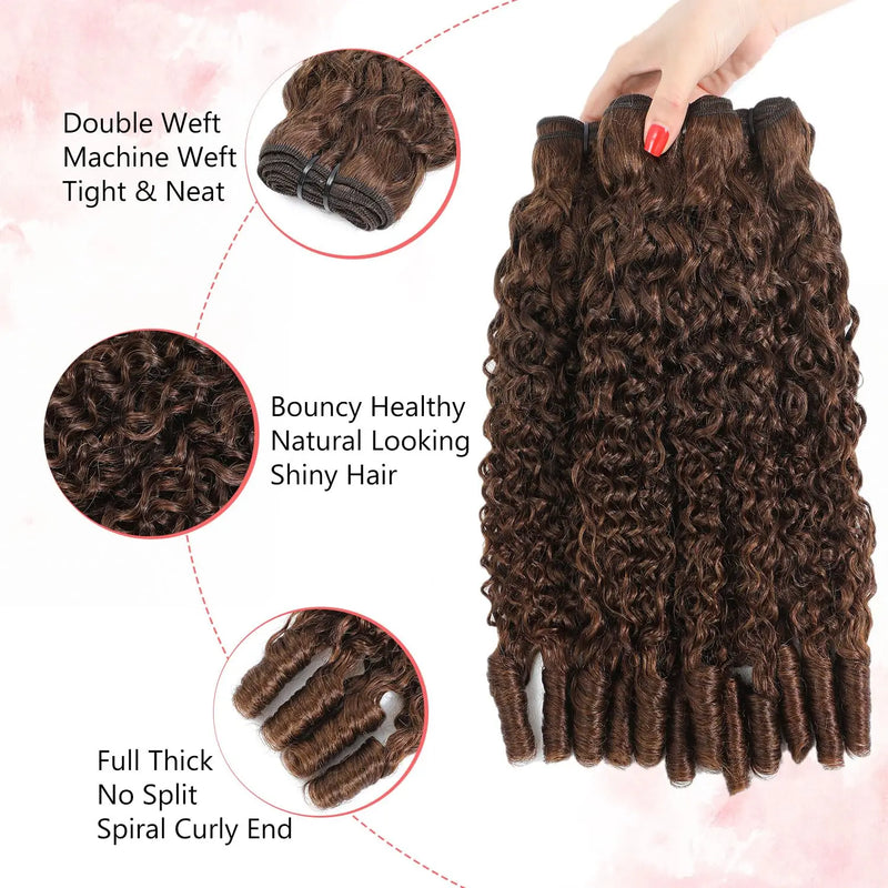 Chocolate Brown Burmese Curly Human Hair Bundles 4# Double Drawn Vietnamese Human Virgin Hair Weave Vietnamese Raw Hair Bundles