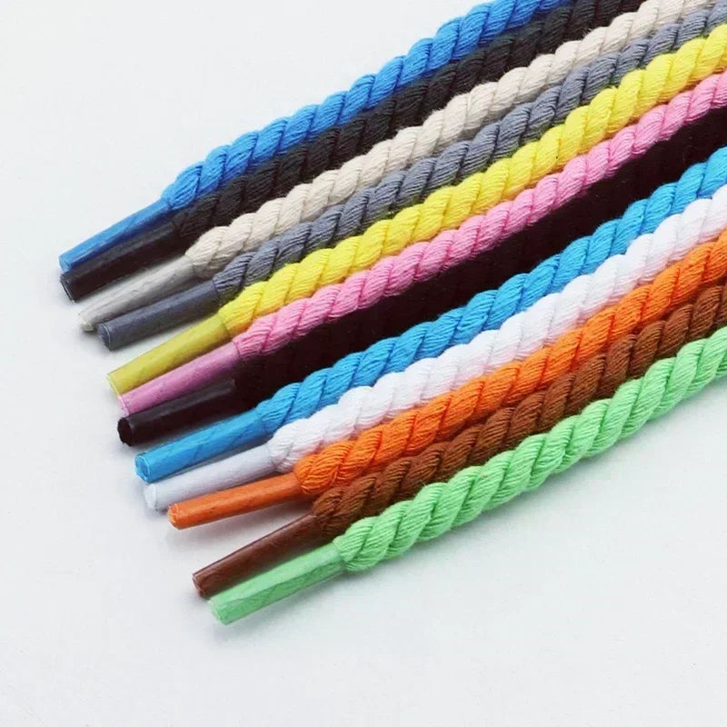 1Pair Round Shoelaces 6mm Thicker Cotton Shoelace AF1/AJ1 Twisted Rope Laces Sneakers Boots Shoe Laces for Shoes 120/140/160CM