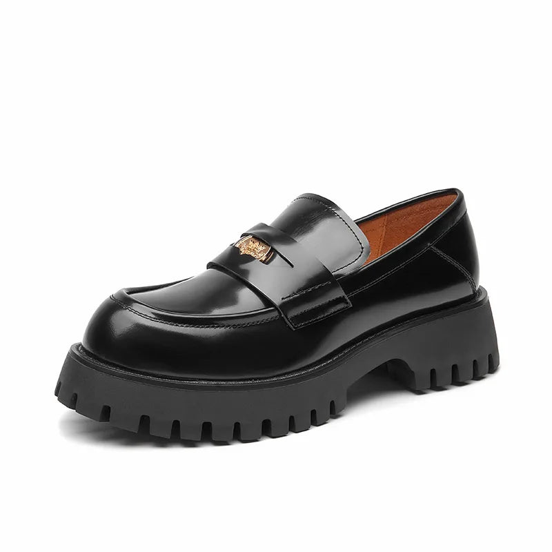 BeauToday Moccasin Loafers Women Genuine Cow Leather Penny Flats Round Toe Slip On Female Casual Platform Shoes Handmade 26569