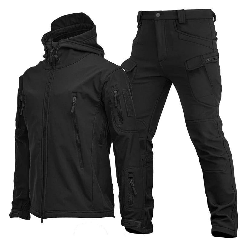 Winter Men Mountain Ski Warm Sets Shark Skin Soft ShellWindbreaker Sports Suit Waterproof Padded Tracksuit - View 2 | SAMAG