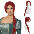 Synthetic Hair Super Long Braided Reddish Brown Heat Resistant Red Wig for Fiona Cosplay Adult Fiona Costume Women Shrek Anime