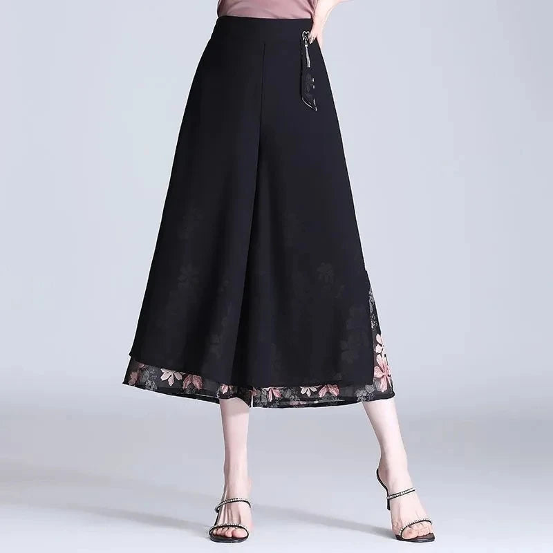 Korean Fashion Capri Pants Women Black Print Summer Thin - View 2 | SAMAG