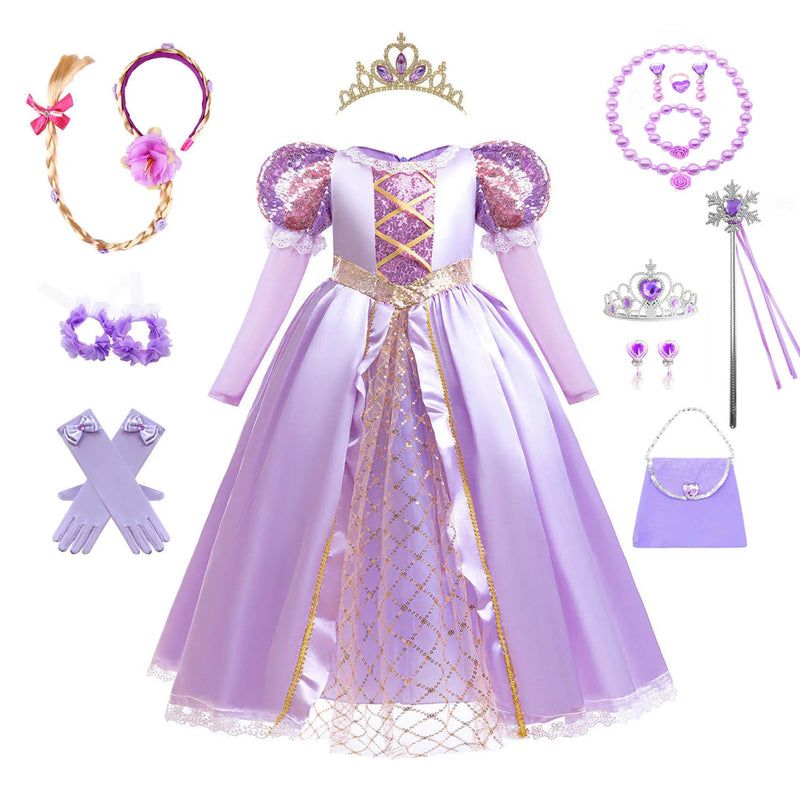 Rapunzel Dress for Princess  Tangled Cosplay Costume Halloween Cosplay Christmas Carnival Birthday Party Fancy
