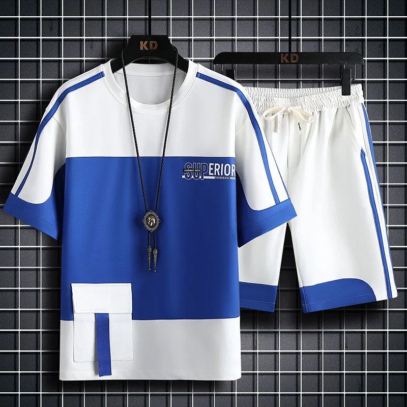 Summer New Fashion Printed Short Sleeve T - shirt Set Men's Casual Relaxed Breathable Sports Two - Piece M - View 4 | SAMAG