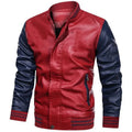 Men's Autumn Casual Baseball Collar PU Leather Jacket Contrasting Large Size Washed Leather Jacket Men's