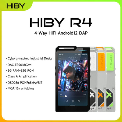 HiBy R4 ES9018Q2M*4 Android12 HiFi Music Player MP3 Audio | SAMAG
