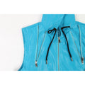 Nerazzurri Summer Autumn Short Black Blue Pu Leather Vest Men with Hood Zipper Luxury Designer Sleeveless Jacket Unisex Clothes