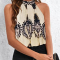 Women's Vest Tank Top Spring Summer Beige Black Paisley Lace Print Halter Neck Sleeveless Loose Basic Casual Daily Fashion Top
