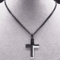 Goth Stainless Steel Cross Pendant Necklace Biker Men Punk Black Silver Color Crucifixion Crystal Necklace Hip Hop Jewelry N6337