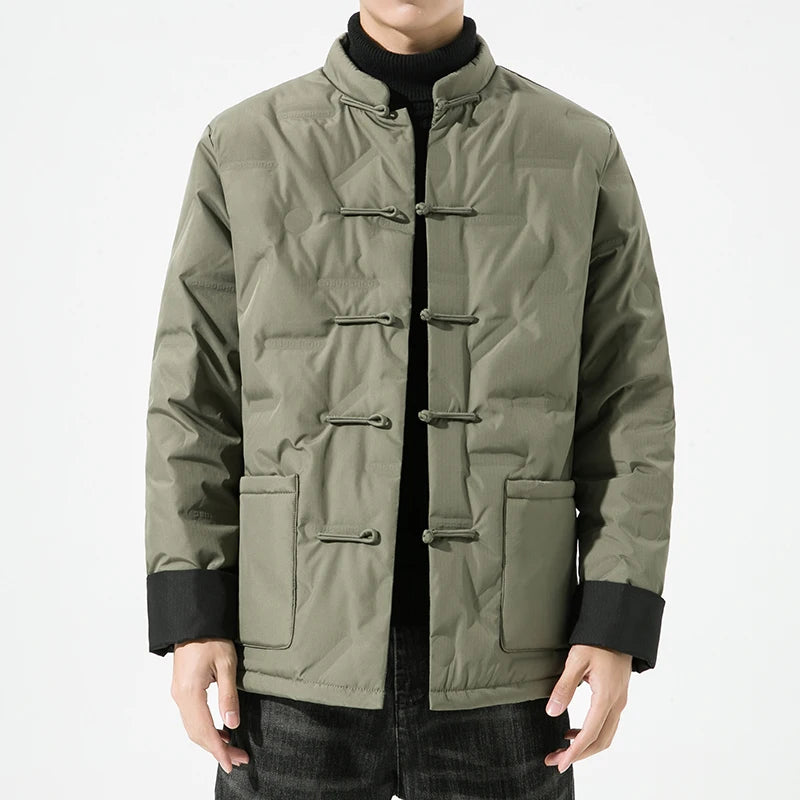 2025 Winter Chinese Style Men Casual White Duck Down Jackets Men Thick Warm Parkas Male Windproof Outwear Black Coats
