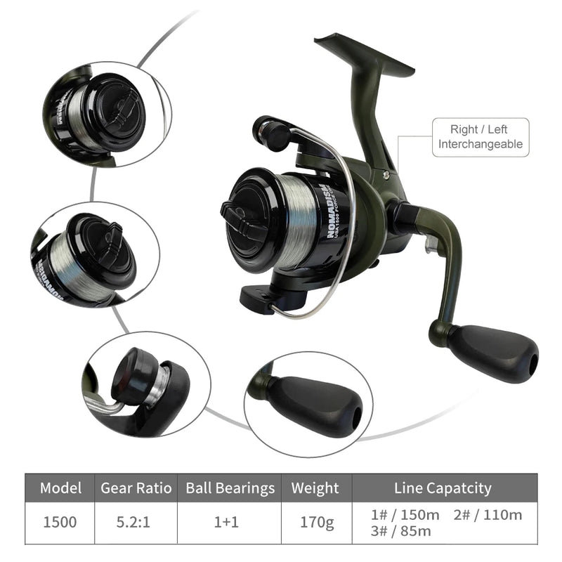 New 1.65mTelescopic Fishing Rod And Spinning Reel Kit with Baits Hooks Travel Pole Set Bait Hook Tackle Set for Outdoor Sports