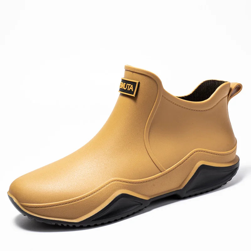 Men's Ankle Rain Boots Outdoor Waterproof  Men Rain Shoes Anti-Slip Wear-resistant Men Kitchen Water Shoes Fishing Rubber Shoes