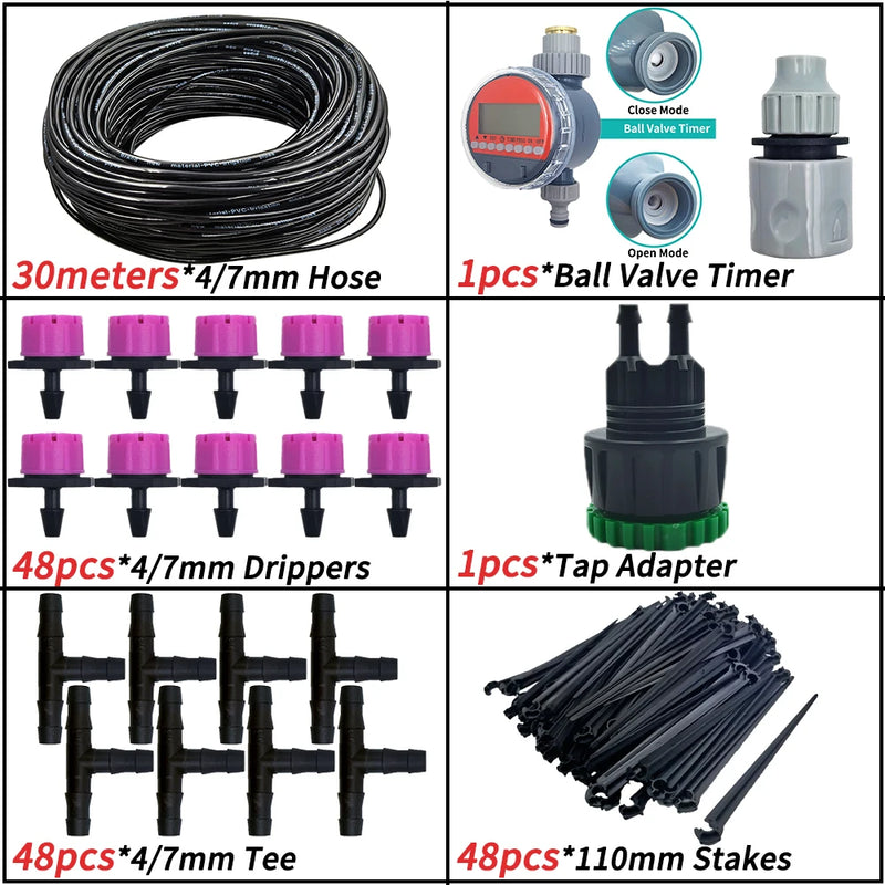 OASIS 5-50M Garden Micro Drip Irrigation Automatic Watering System Kit Timer Controller DIY Mist Spray Cooling for Potted Plants