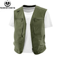 2026 Summer Men Sleeveless Outdoor Cargo Leisure Work Vest Men Pocket Solid Color Fishing Camping Thin Vest Male Waistcoat 8XL