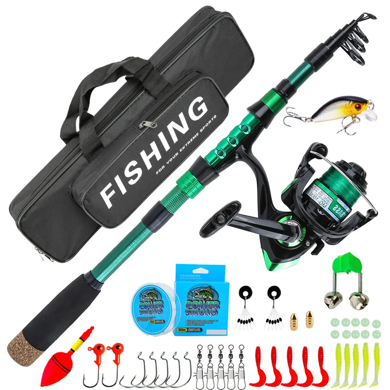 8m High Carbon Ultralight Super Hard Telescopic Fishing Rod Reel Combo Portable Full Set With Simulated Lures Line Hooks Float