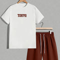 Men's Summer Coconut Tree Racing Printed Comfortable Breathable Round Neck T - shirt Drawstring Shorts Set - View 2 | SAMAG