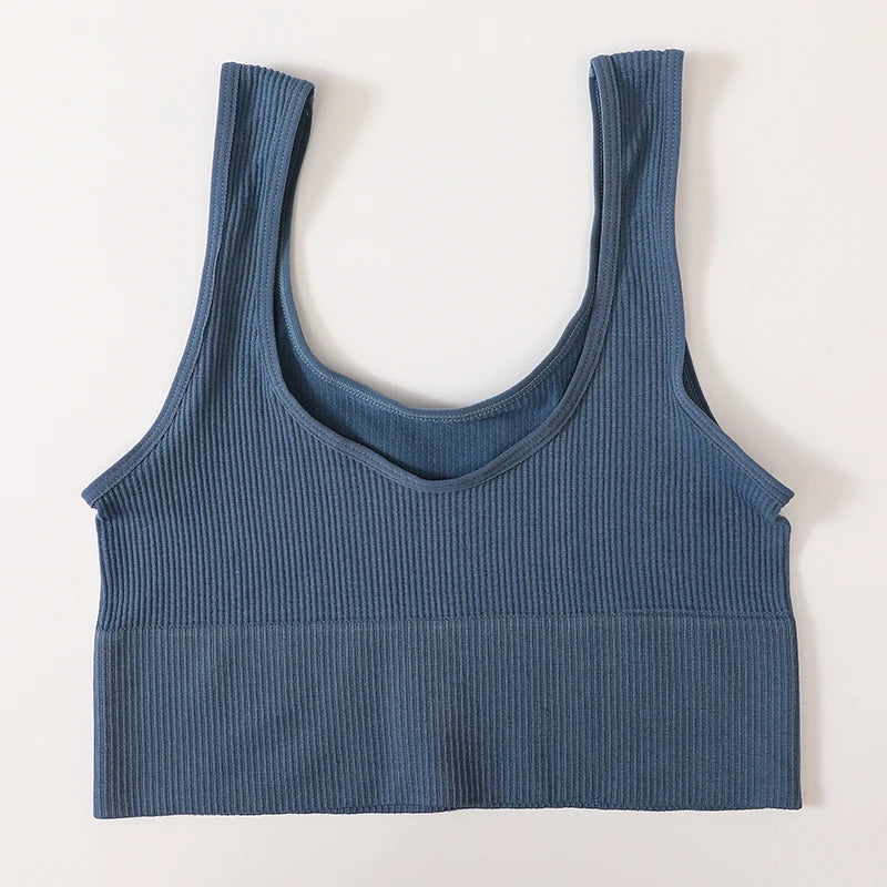 Women's Ribbed Bra Seamless Tank Top Comfort Sports Bralette Wireless Activewear Underwear Stretchy Vest Lingerie Intimates M-XL
