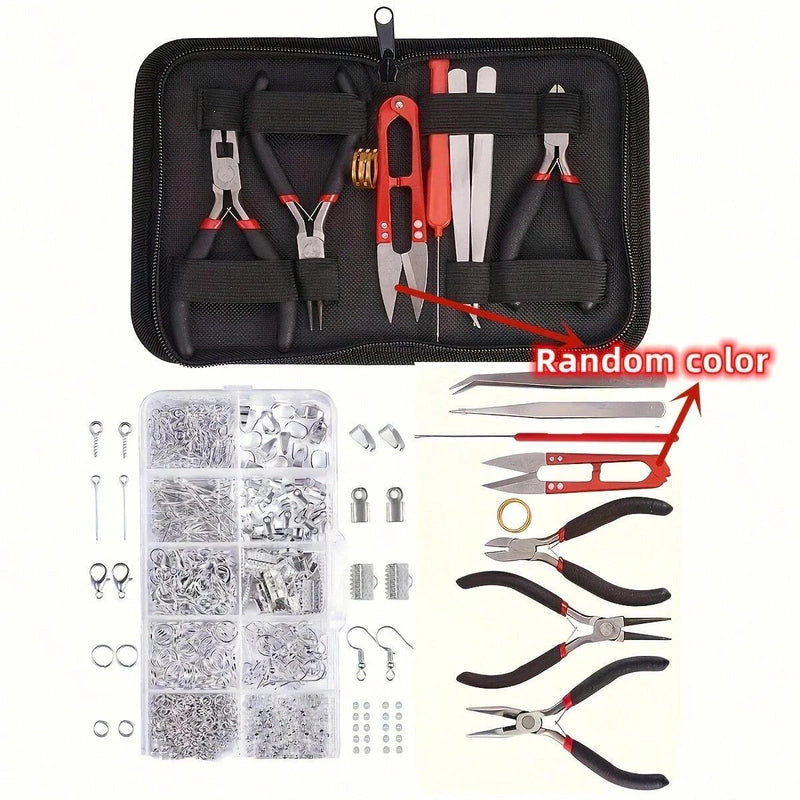 1set/1box Deluxe Jewelry Making Starter Kit，Comprehensive Earrings, Necklace Findings, DIY Plier Tools Set for Jewelry Repair