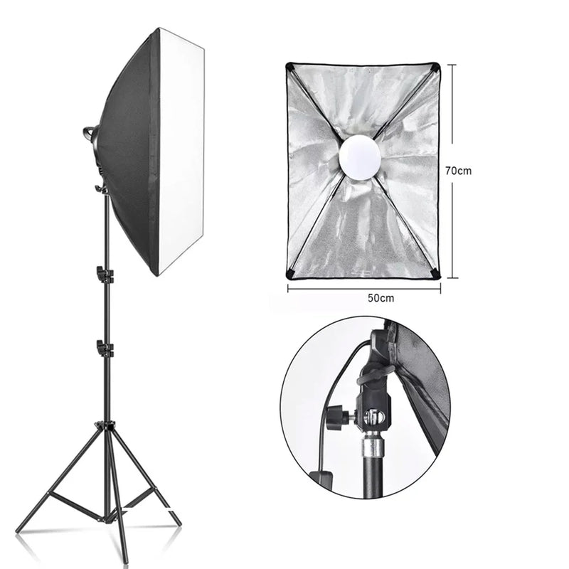 20-135W Softbox Lighting Kit 50x70CM Photography LED Lamp Professional Continuous Light System Equipment For Photo Studio