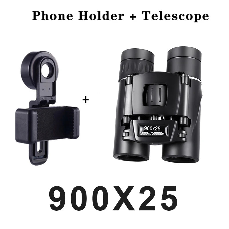 900x25 HD Powerful Binoculars 9000M Long Range Folding Mini Telescope BAK4 FMC Optics For Hunting Sports Outdoor Camping Travel